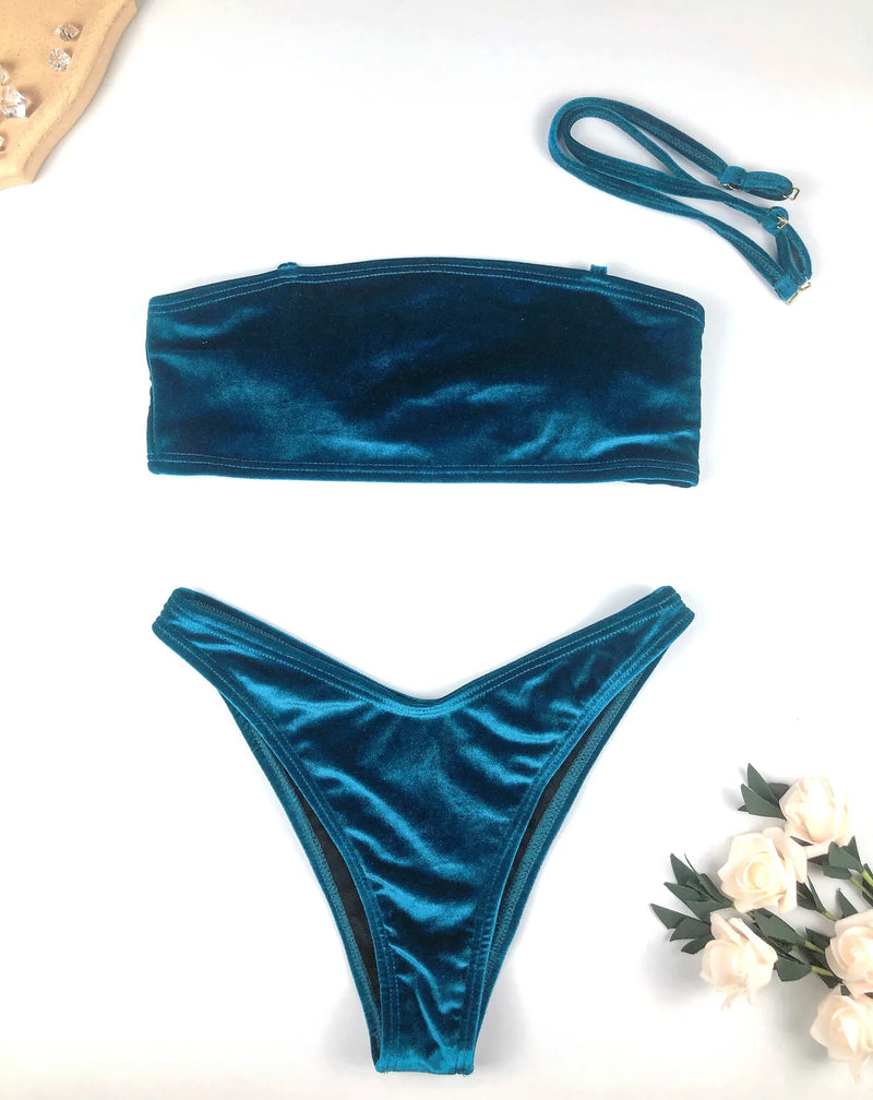 Velvet Bikini - Brazilian Bandeau Swimsuit Beachwear