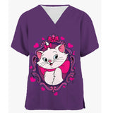 Disney Mary Cat Print Scrub Top