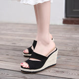 Wedge Platform Slippers - High Soft Pointed