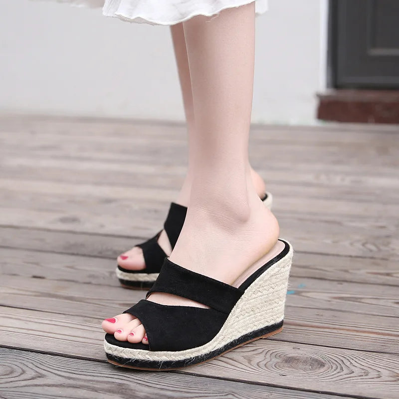 Wedge Platform Slippers - High Soft Pointed