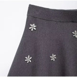 Knitted Rhinestone Mini Skirt Set