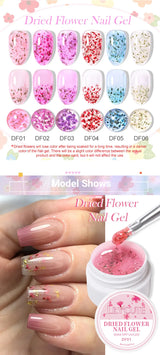 LILYCUTE 8ml Pink Dried Flower Gel Nail Polish – Natural Flower Fairy Nail Art Gel, Soak Off – UV/LED Varnish for Nails DIY