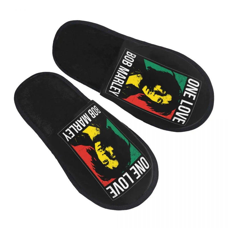 Jamaica Reggae Rock Bob Marley Soft Comfort Memory Foam Slippers