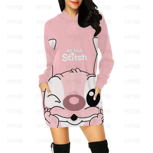 Disney Stitch Hoodie Dress – Cute Mini Sweater Dress