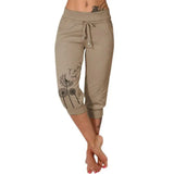 Dandelion Print - Casual Summer Cropped Pants