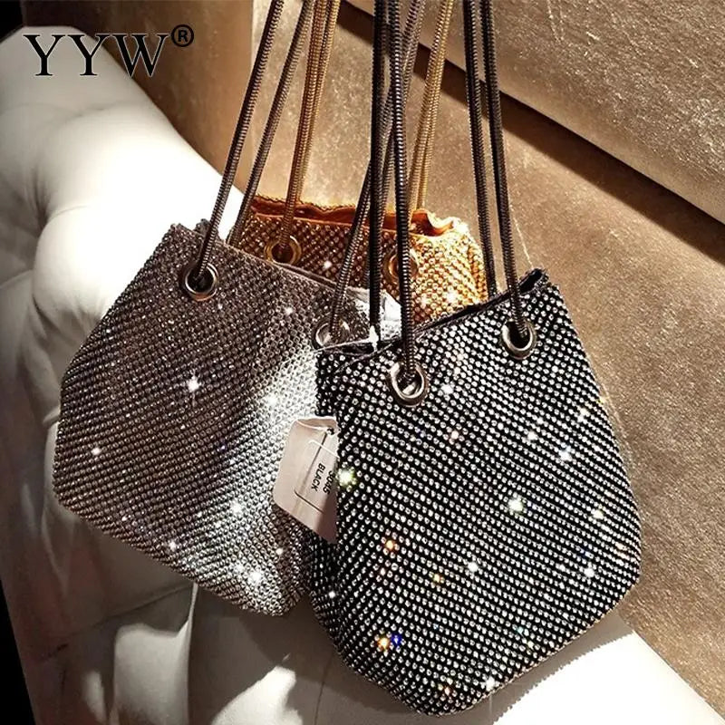 INS Mini Rhinestone Drawstring Tote Bag