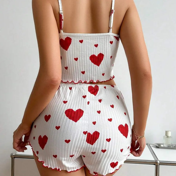 Hearts Shorts Casual Homewear Pajamas