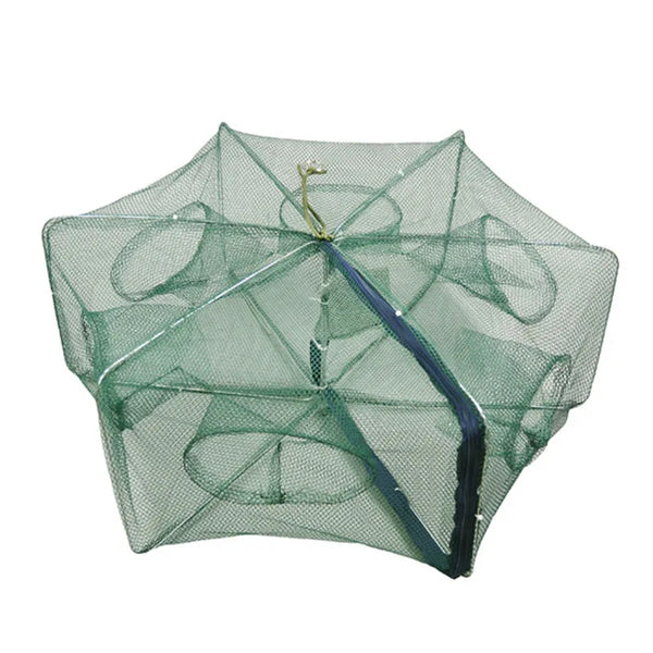 Fishing Net Mesh Folded Hexagon Octagon 6-Hole Automatic Trap for Fish, Shrimp, Crayfish