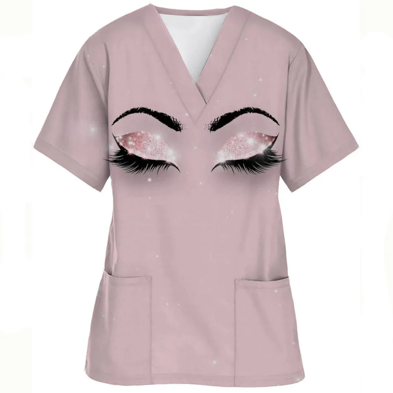 Humor Pretty Eyes Medical Scrub Tops