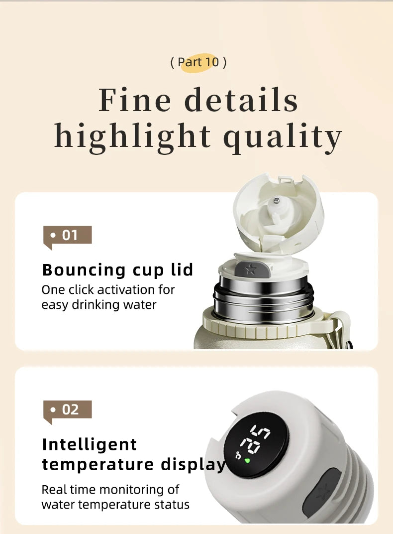 Stainless Steel Thermal Bottle with Tea Filter - Temperature Display