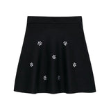 Knitted Rhinestone Mini Skirt Set