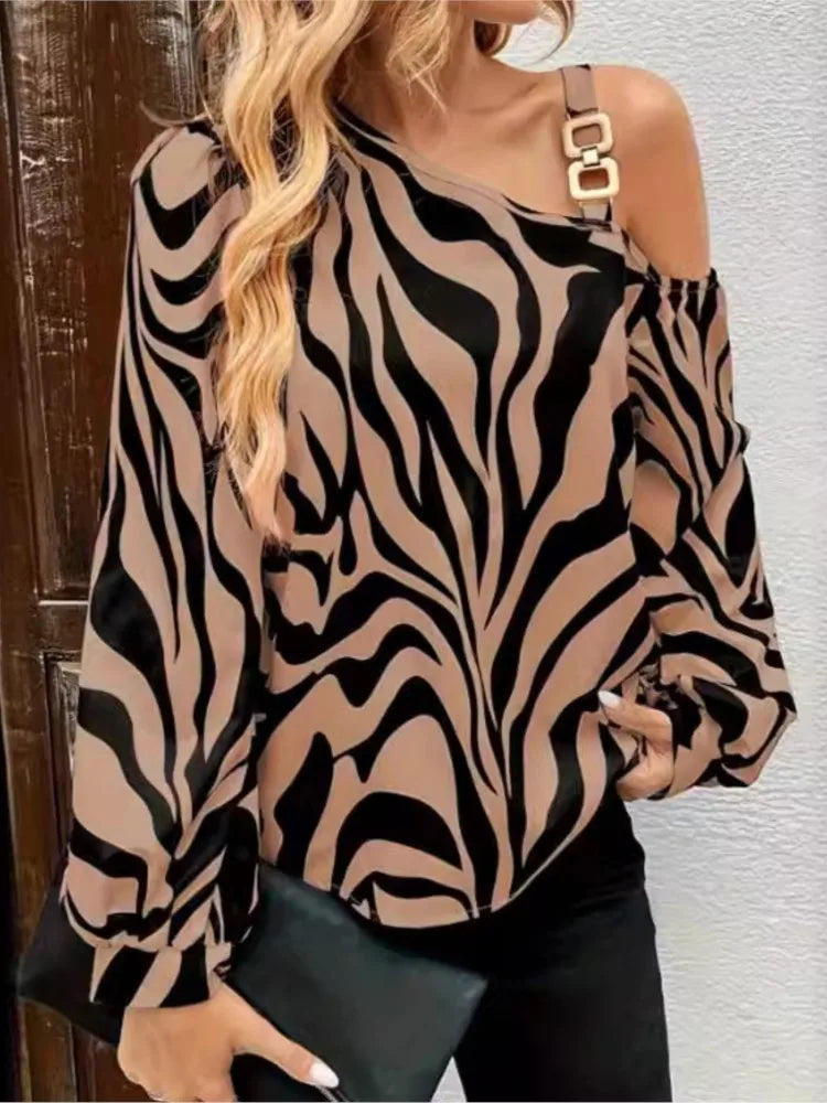 Leopard Print Off-Shoulder Blouse