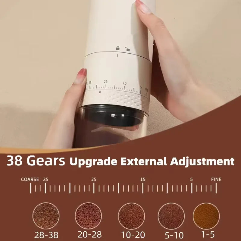 Automatic Mini 38 Levels Adjustment Drip Hand Coffee Bean Grinder