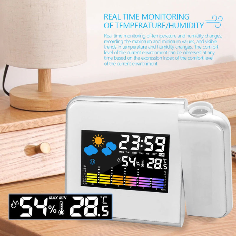 Smart Alarm Clock with Night Backlight Digital LED Projector