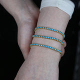 Turquoises Classic 3mm Blue Stone Tennis Charm Bangle