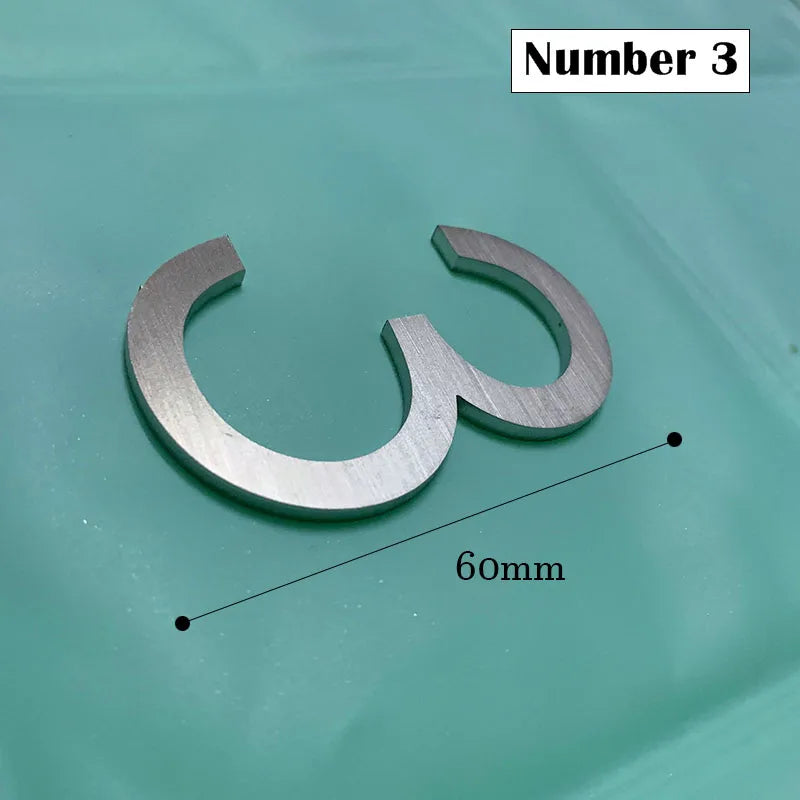 60mm Stainless Steel Self-Adhesive House Number Stickers