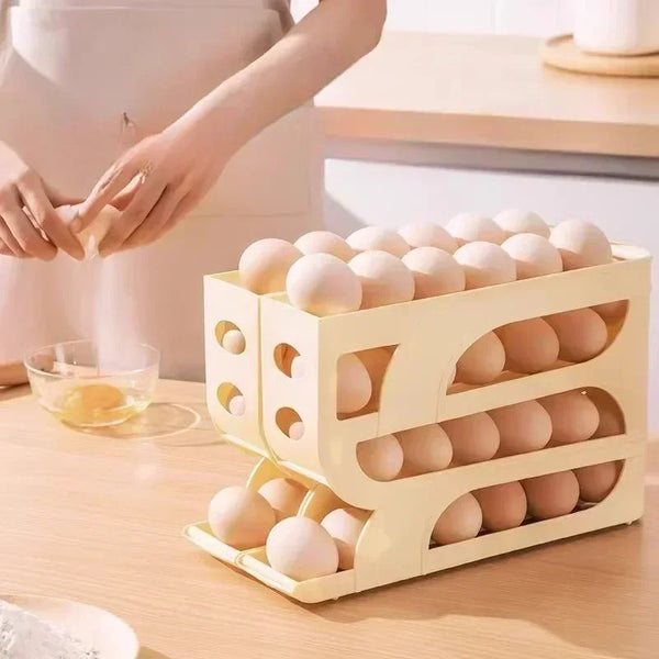 4-Tier Automatic Rolling Egg Holder for Fridge