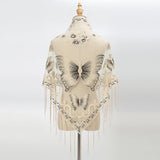 Butterfly Lace Scarf Triangle Tassel Shawl