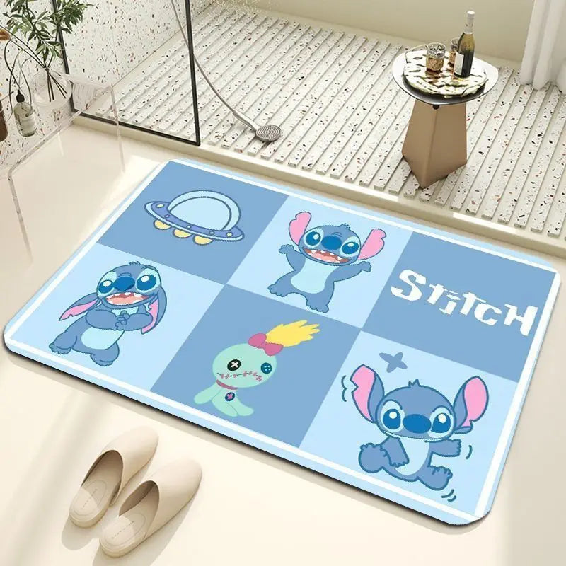 MINISO Disney Stitch Bath Mat Super Absorbent Toilet Bathroom Carpet Non Slip Kitchen Rug Home Indoor Room Decoration Doormats