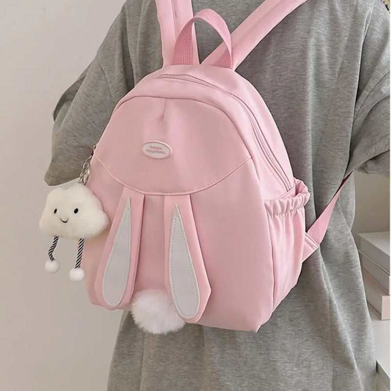 Durable Canvas Backpack with Cute Rabbit Ear Design