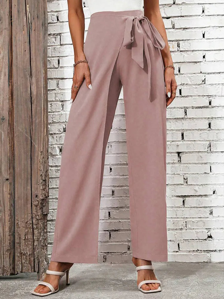 High Waist Lace-Up Back Zipper Temperament Suit Pants