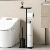 Free Standing Toilet Tissue Holder with Cleaning Brush and Top Shelf Storage