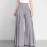 Pleated High Waist Elastic A-Line Palazzo Trousers