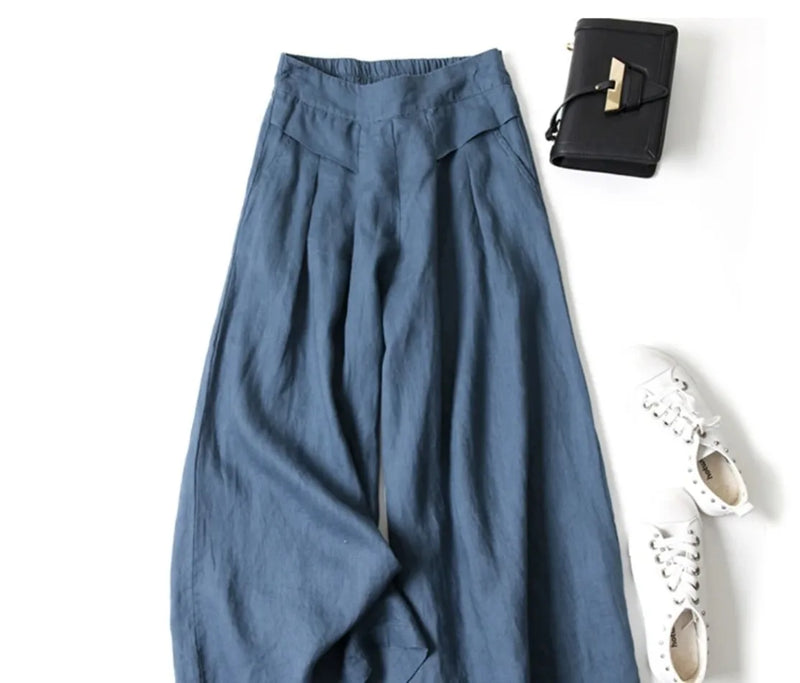 Cotton Linen Wide-Leg Pants