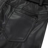 High Waist Straight Leg Slimming Leather Pants