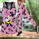 Disney Mickey Minnie Hollow Vest + Leggings Yoga Suit