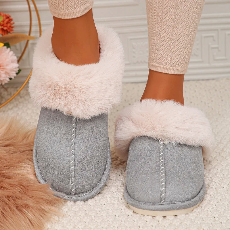 Faux Fur Thicken Plush Winter Home Slippers