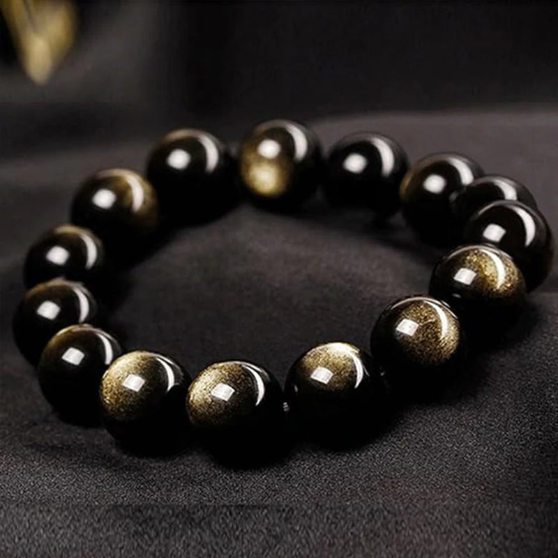 Natural Golden Obsidian Stretch Gemstone Bracelet