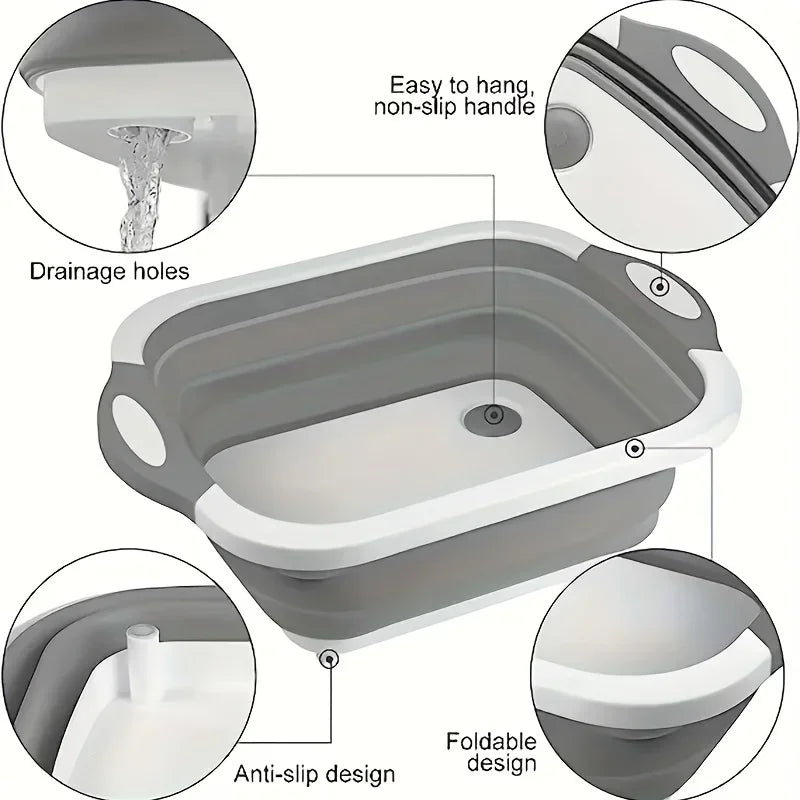 Foldable Chopping Board with Multifunctional Vegetable Bowl