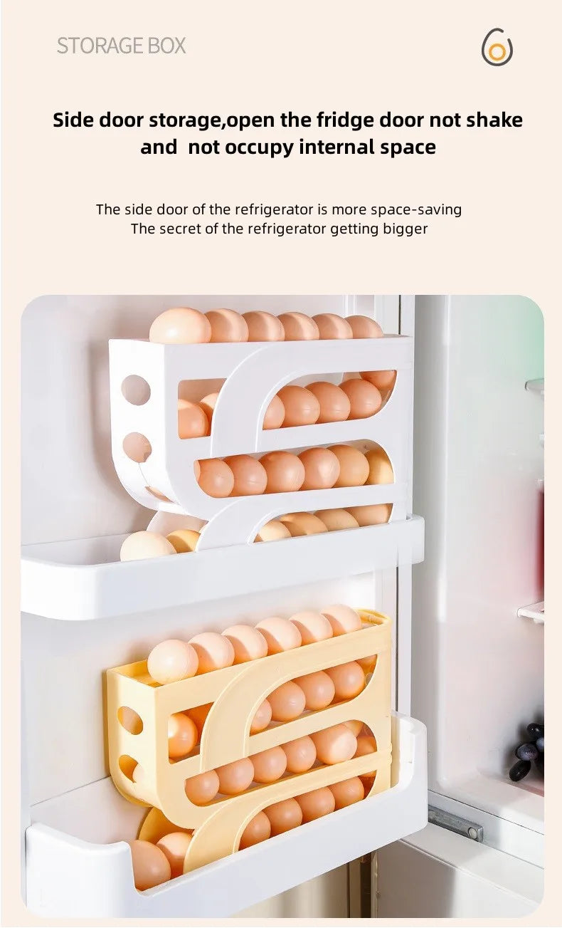 4-Tier Automatic Rolling Egg Holder for Fridge