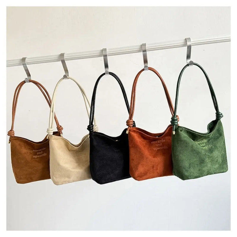 Suede Handbag - Casual Rope Buckle