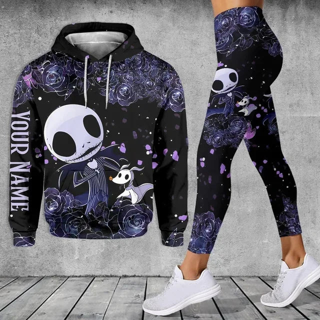 Nightmare Jack Skellington Hoodie and Leggings Yoga Pants Set