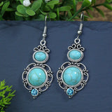 Ethnic Vintage Boho Creative Geometric Silver Color Dangle Earrings