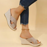 Wedge Sandals Casual Peep Toe Slip-On Platform Sandals