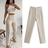 Women's High Waisted Casual Dress Trousers