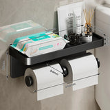 Wall Mounted Double Toilet Paper Roll Holder with Storage Tray