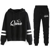 Queen Casual Tracksuit Hoodie + Sweatpants Set