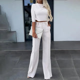 Slim Waist Wide Leg Leisure Two-Piece Set