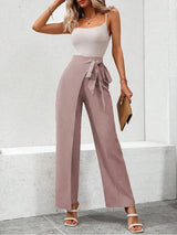 High Waist Lace-Up Back Zipper Temperament Suit Pants