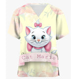 Disney Mary Cat Print Scrub Top