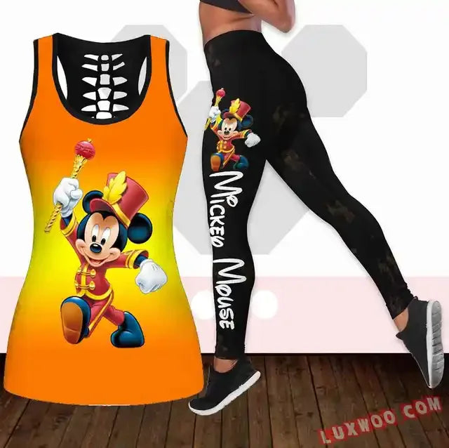 Mickey Mouse Hollow Vest and Leggings Yoga Suit