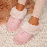 Faux Suede Winter Home Fur Slippers for Women