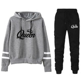 Queen Casual Tracksuit Hoodie + Sweatpants Set