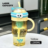 1280ml Large Capacity Outdoor Plastic Ice Kettle Water Bottle with Straw