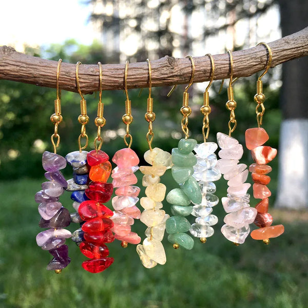 Natural Tumbled Stone Dangle Earrings