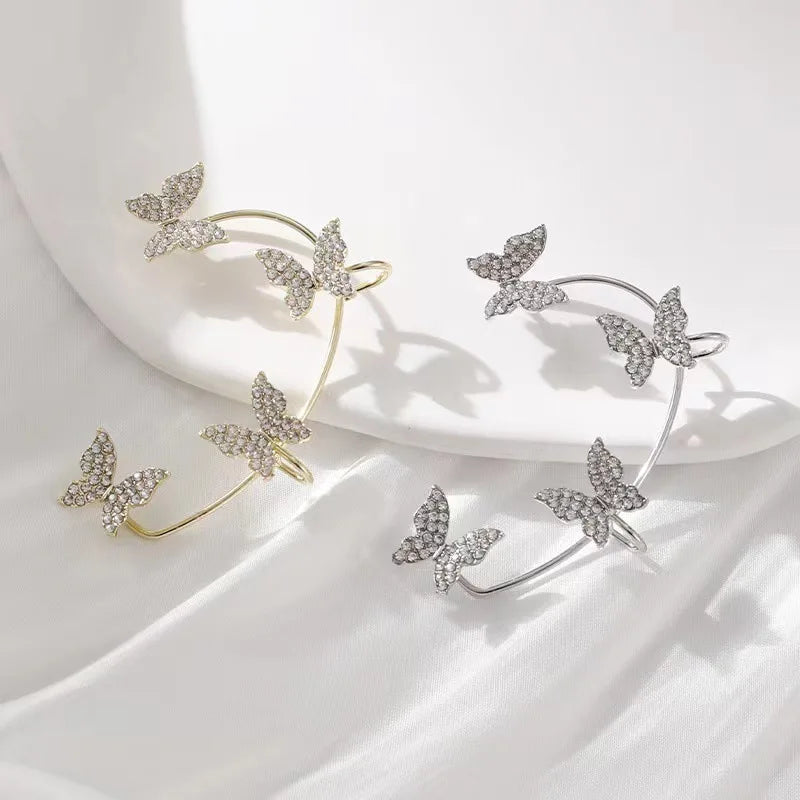 Butterfly Ear Clips Without Piercing - Sparkling Zircon Ear Cuff Clip